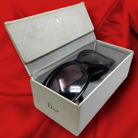 Y2K Christian Dior Diorrain 1 Sunglasses Italy Black Oversized PARTS REPAIR READ main image 13